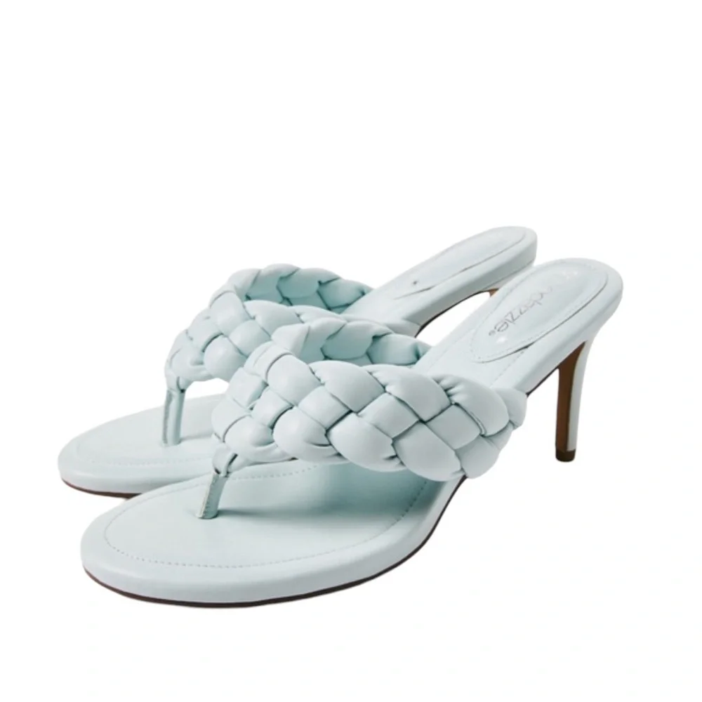 Women's Braided Thong Heeled Sandals - Light Aqua/Blue